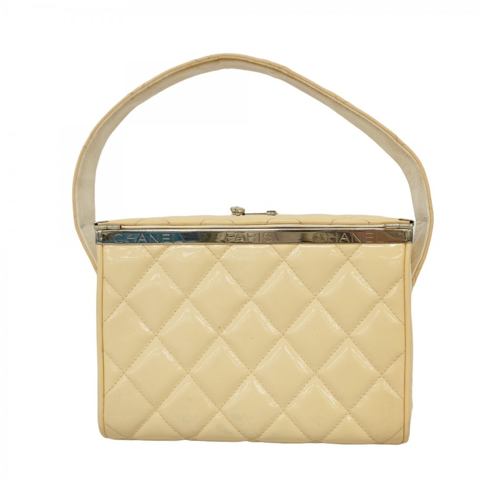 Chanel Cream Bag s Matelasse White Patent Vanity Leather